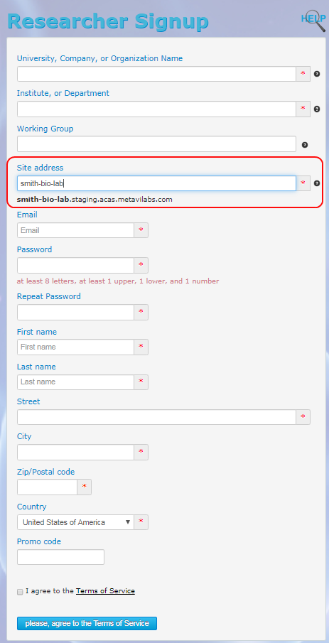 help creating an account